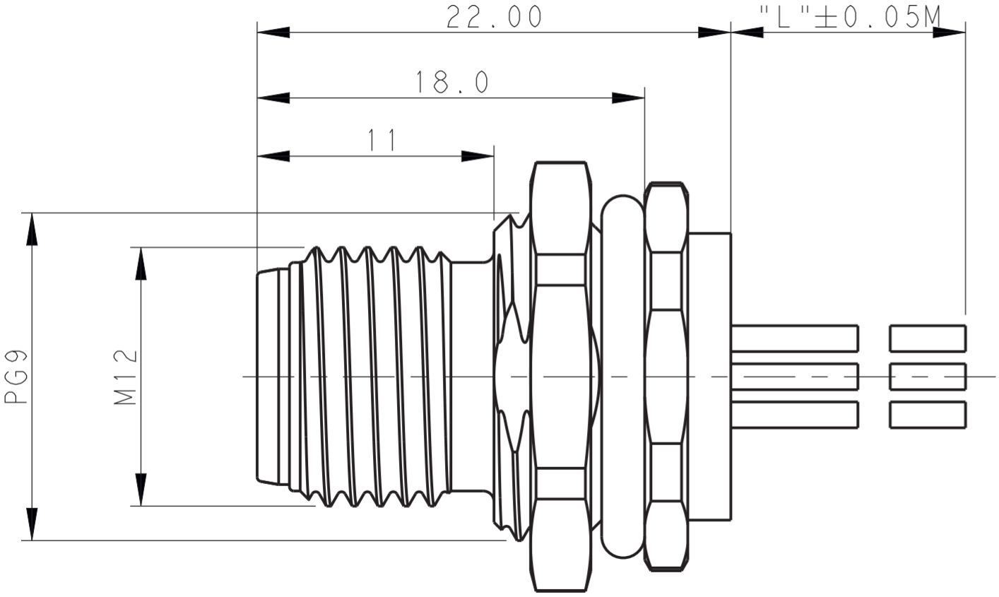 מחבר קונקטור לסנסורים זכר להלחמה לכבל TE CONNECTIVITY M12 T4171010005-001
